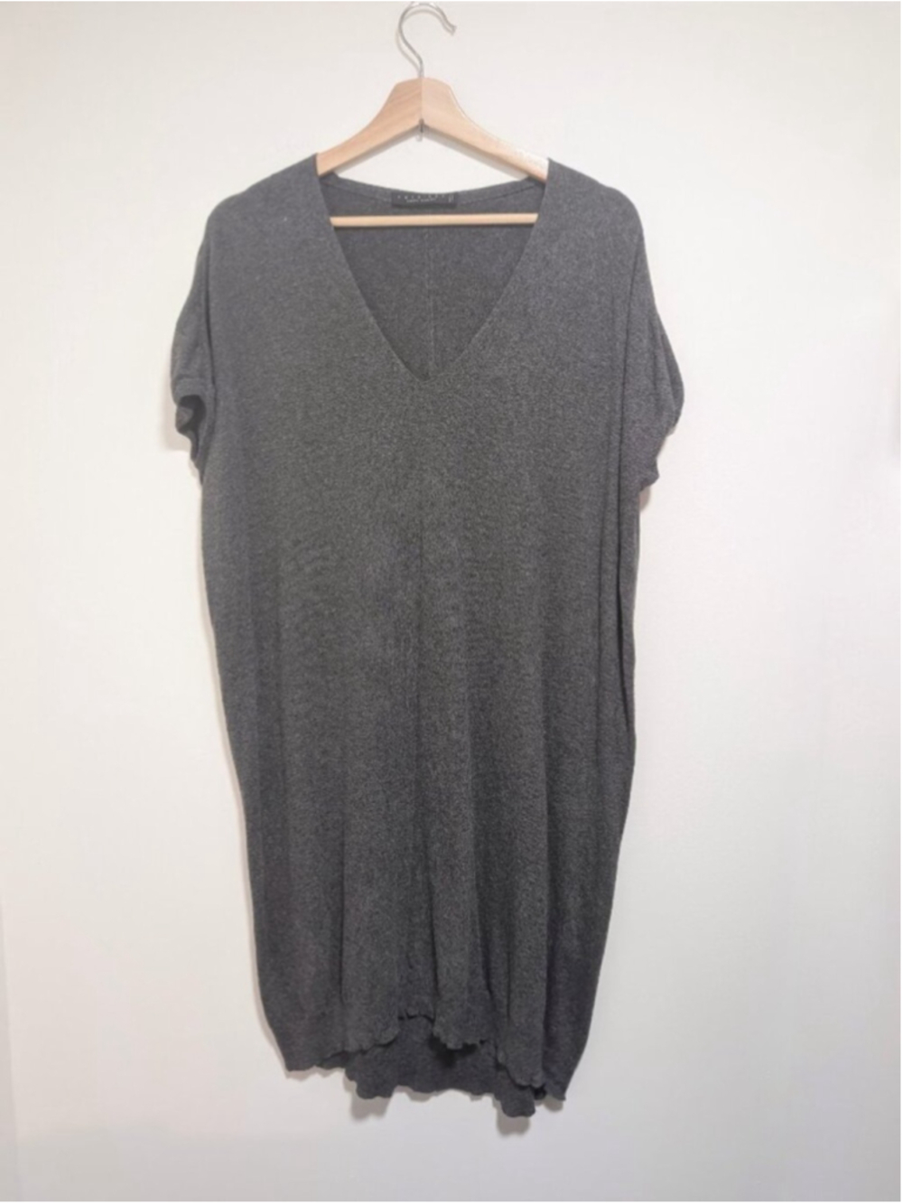 Twinset Simona Barbieri | Angora Blend V-Neck Tunic Sweater Dress In Charcoal